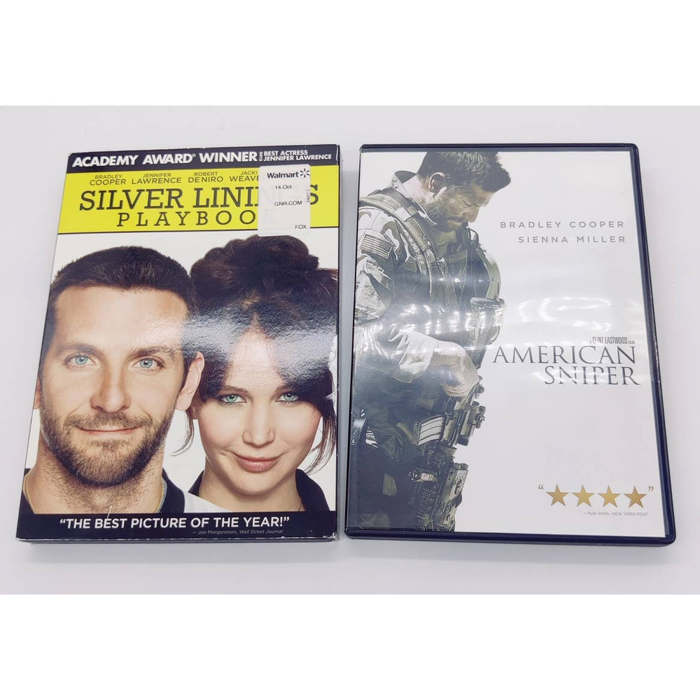 Bradley Cooper DVD Lot American Sniper Silver Lingings Playbook Jennifer Lawrenc